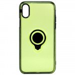 Wholesale iPhone X (Ten) 360 Neon Rotating Ring Stand Hybrid Case with Metal Plate (Green)